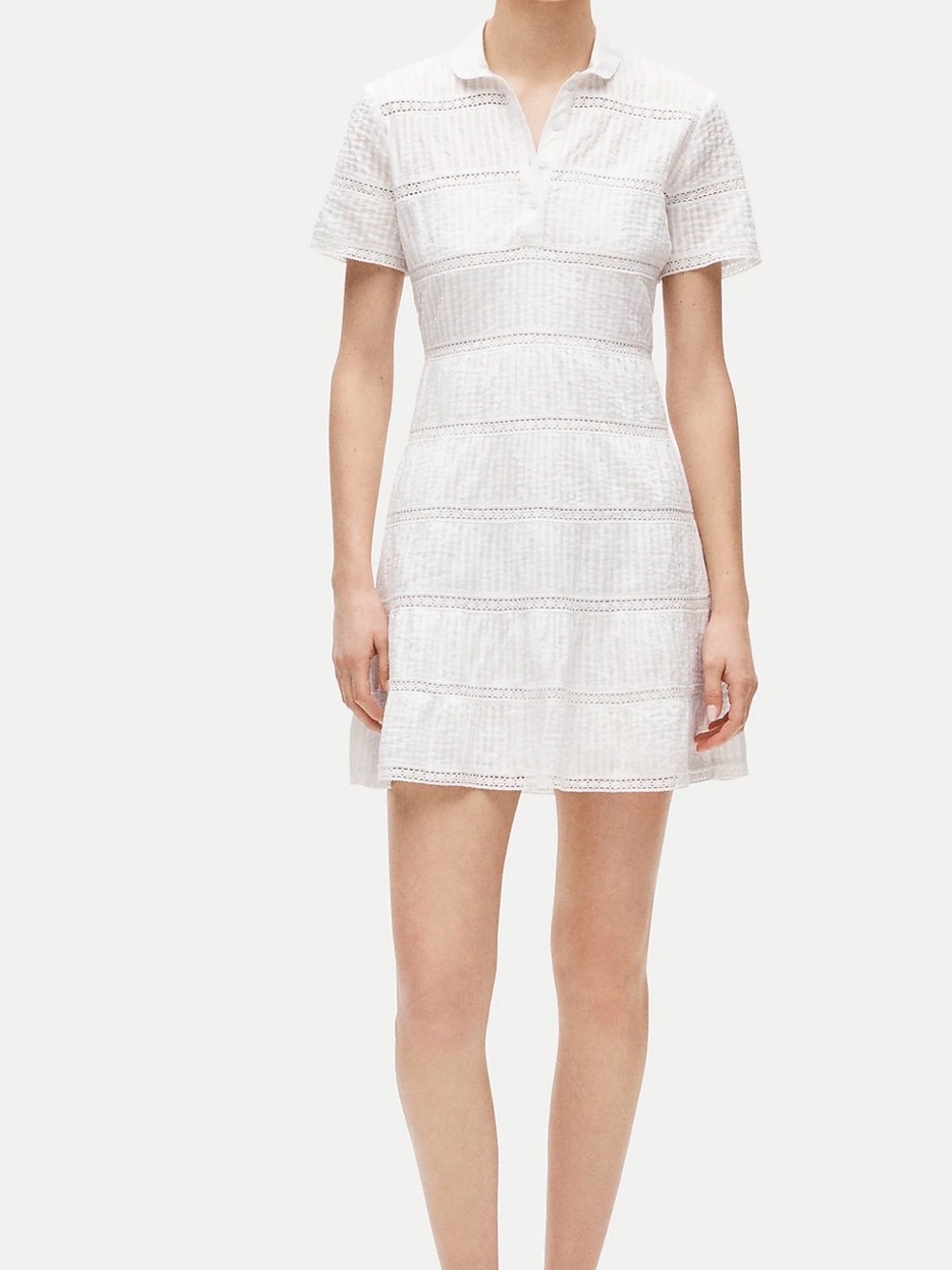 J. Crew White Eyelet Preppy Polo Mini Lace Cotton Dress - size 6